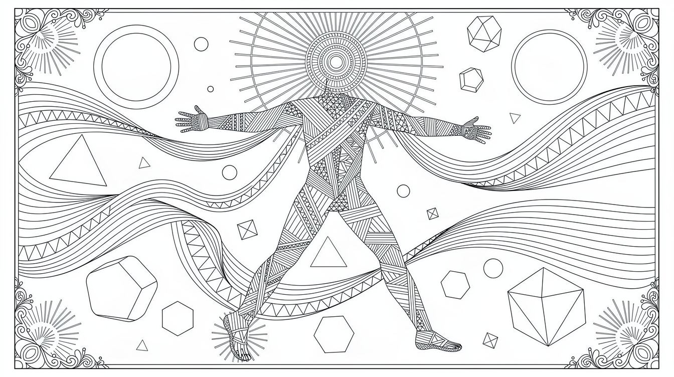 Abstract Geometric Stickman Coloring Page | Free PDF | Colorazen