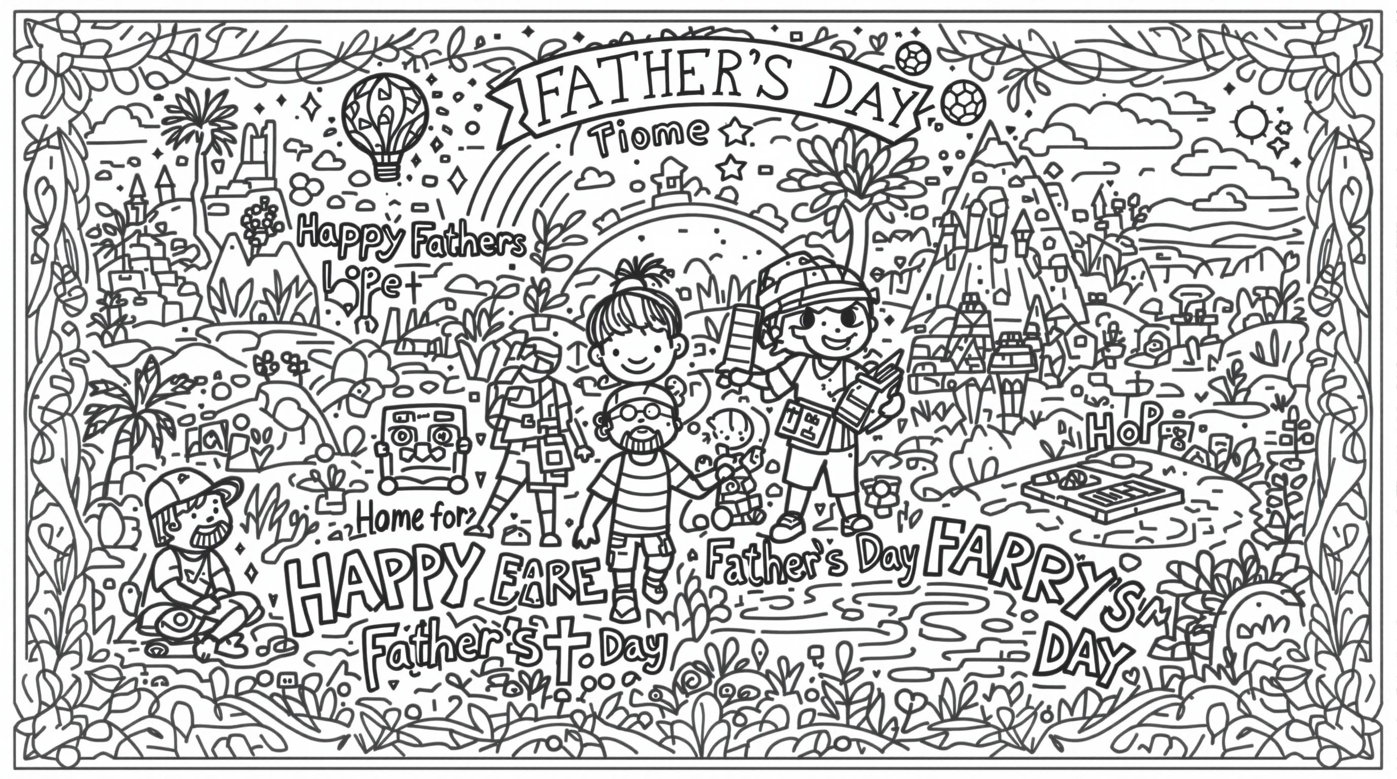Father's Day Coloring Page: Father & Child Bonding Activities | Colorazen
