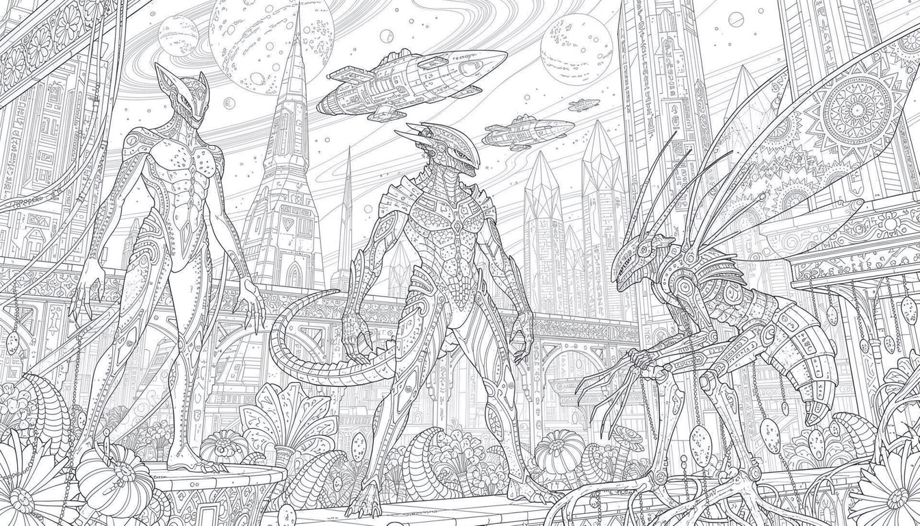 Alien Civilization Coloring Page PDF | Free PDF | Colorazen