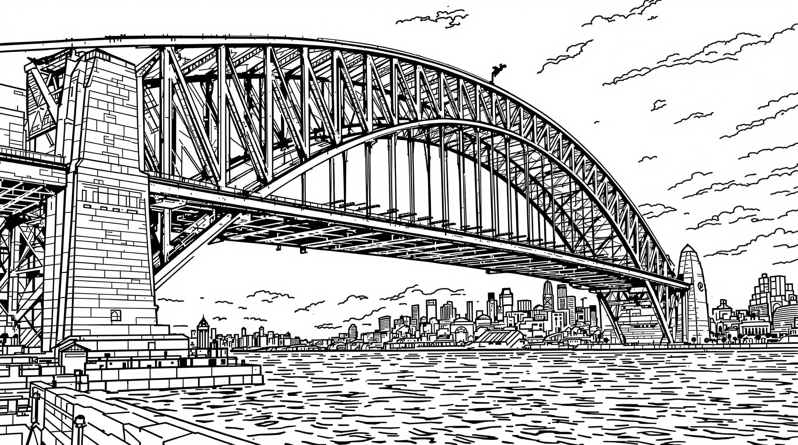Sydney Harbour Bridge Coloring Page | Free PDF | Colorazen