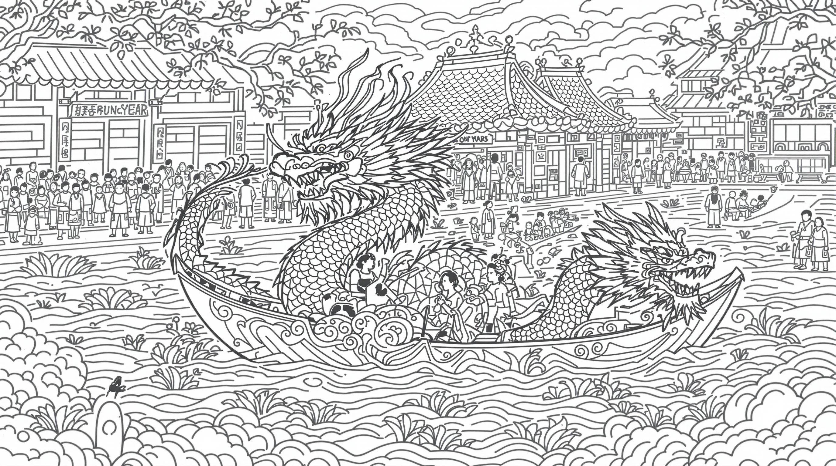 Chinese Dragon Boat Coloring Page Free PDF Colorazen Chinese Dragon Boat Coloring Page Free PDF Colorazen