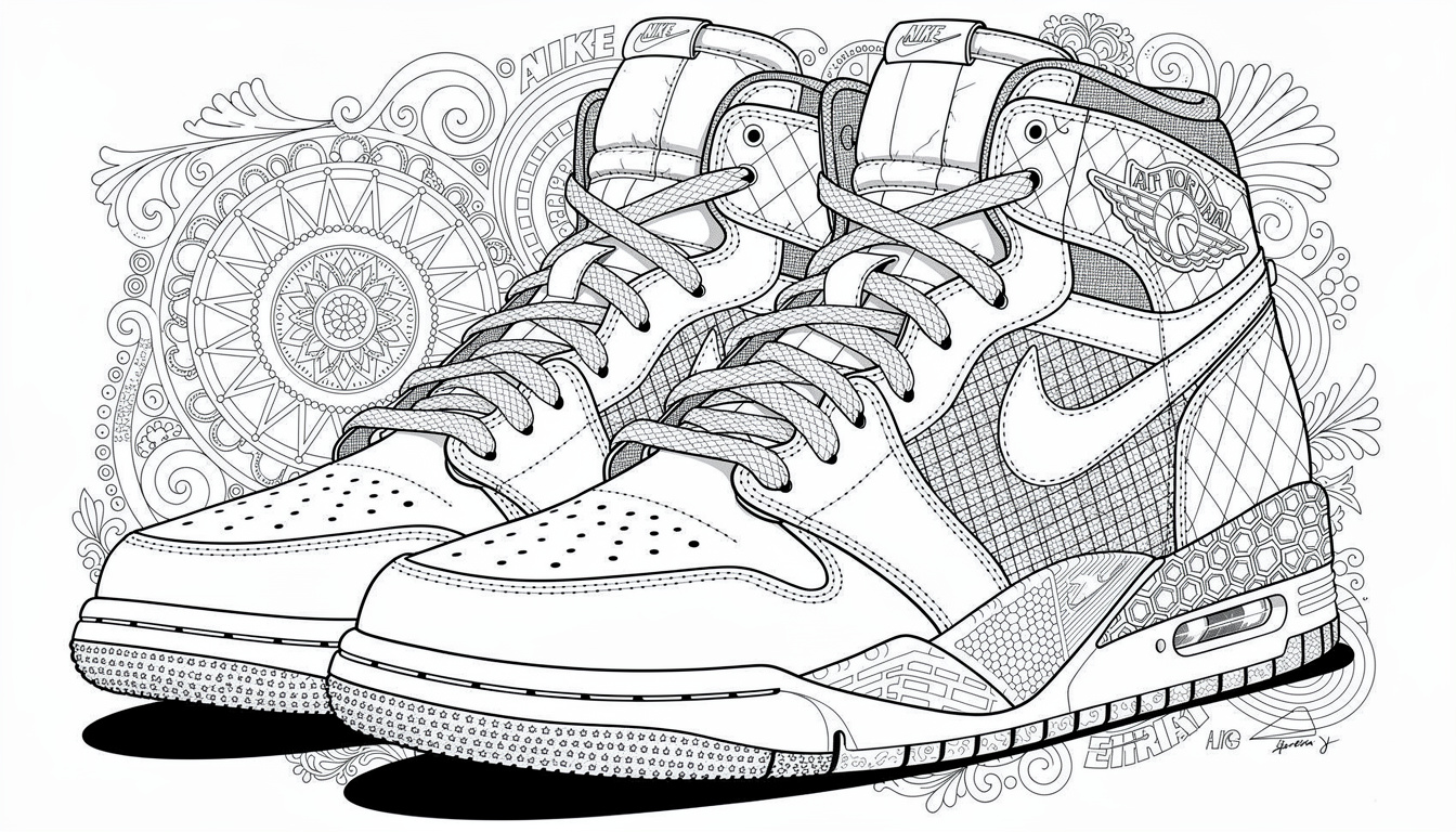 Nike Air Jordan Sneakers Coloring Page | Free PDF | Colorazen