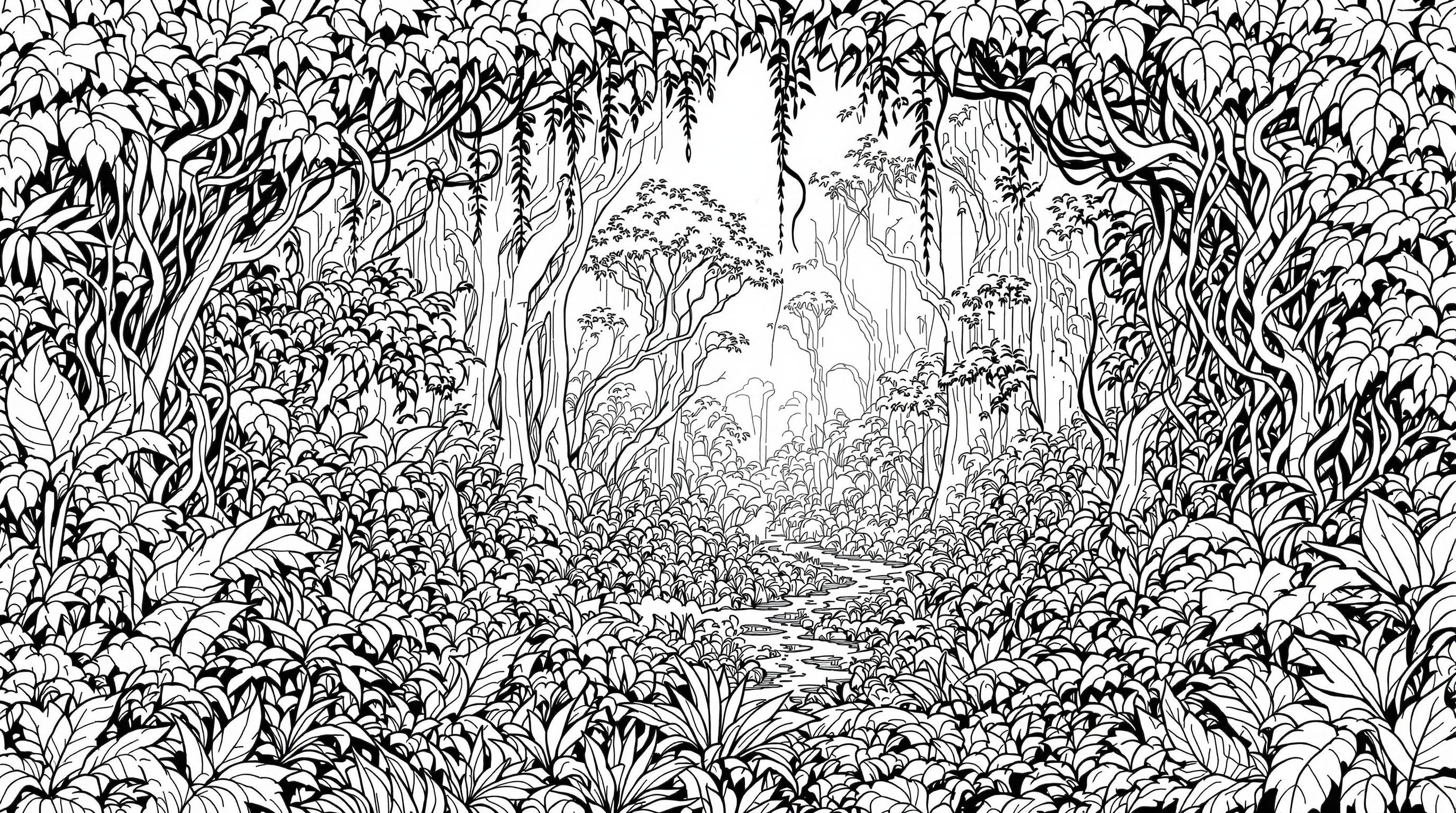 Rainforest Path Coloring Page - Free PDF | Free PDF | Colorazen