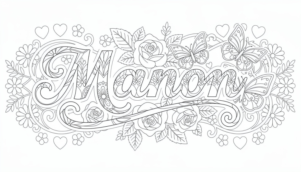 Manon Coloring Page - Free Printable Name Template