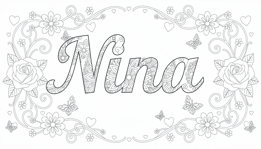Colorir Nina - Modelo de Nome para Imprimir Grátis