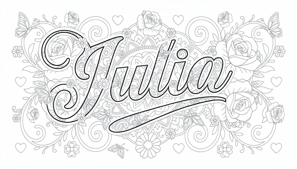 Julia Coloring Page - Free Printable Name Template