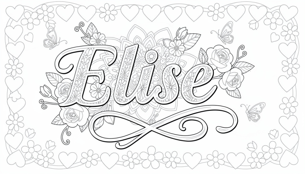 Elise Coloring Page - Free Printable Name Template