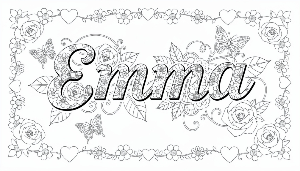 Emma Coloring Page - Free Printable Name Template