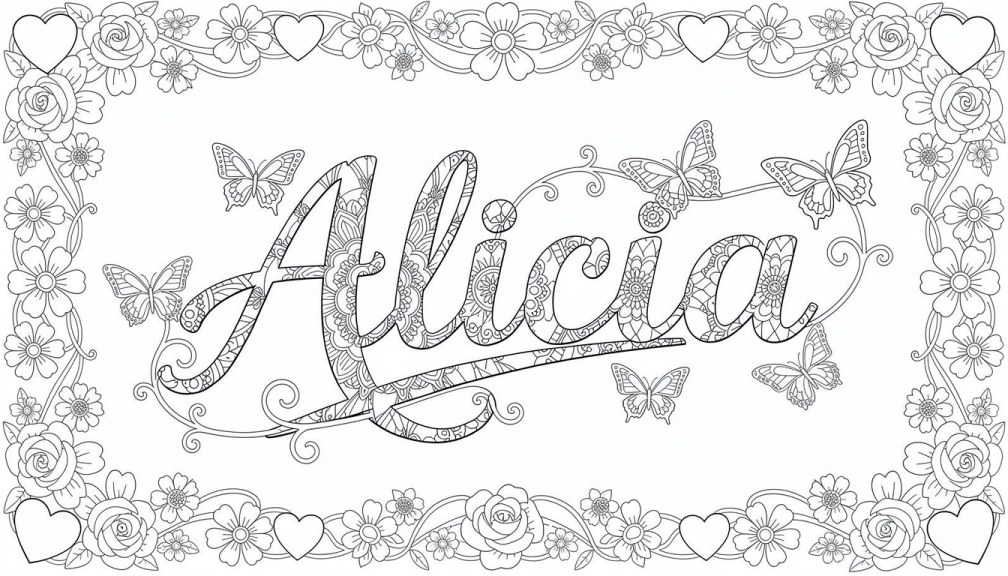 Alicia Coloring Page - Free Printable Name Template