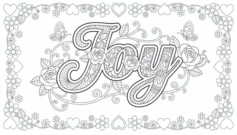 Joy Coloring Page - Free Printable Name Template