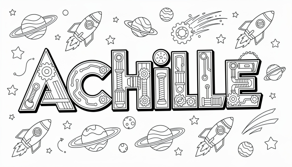 Achille Coloring Page - Free Printable Name Template