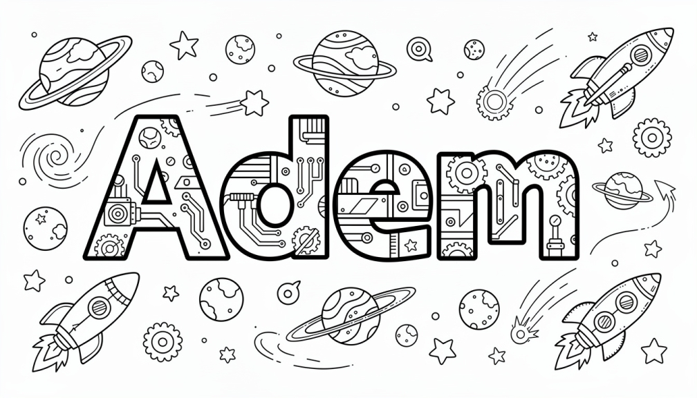 Colorir Adem - Modelo de Nome para Imprimir Grátis