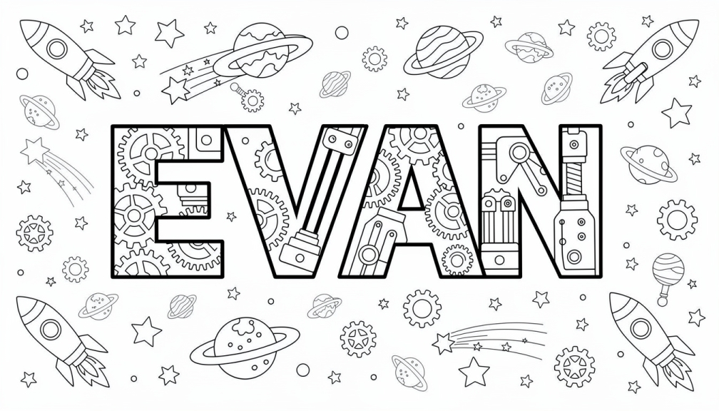 Evan Coloring Page - Free Printable Name Template