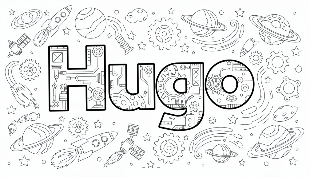 Hugo Coloring Page - Free Printable Name Template