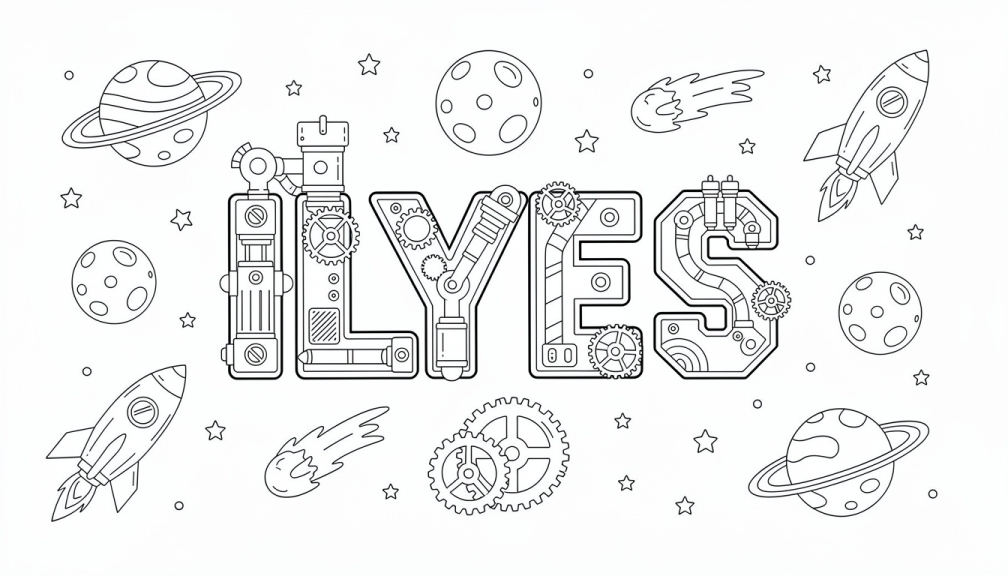 Ilyes Coloring Page - Free Printable Name Template