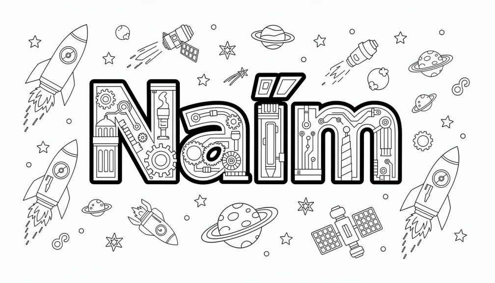 Colorir Naïm - Modelo de Nome para Imprimir Grátis