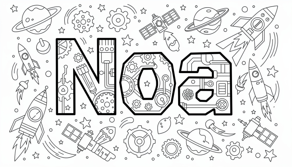Colorir Noa - Modelo de Nome para Imprimir Grátis