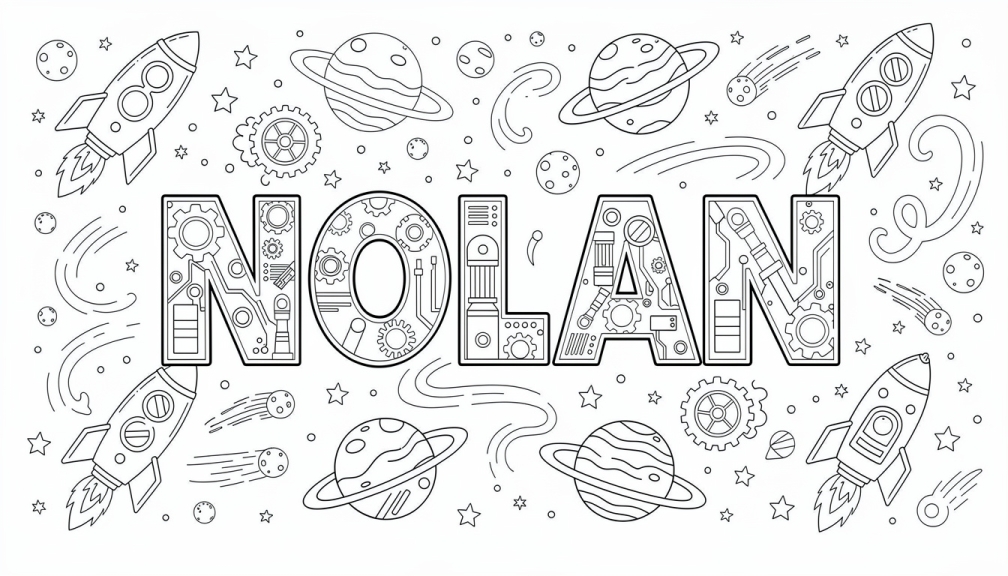 Colorir Nolan - Modelo de Nome para Imprimir Grátis