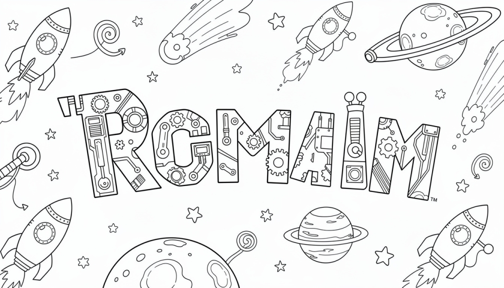 Colorir Romain - Modelo de Nome para Imprimir Grátis