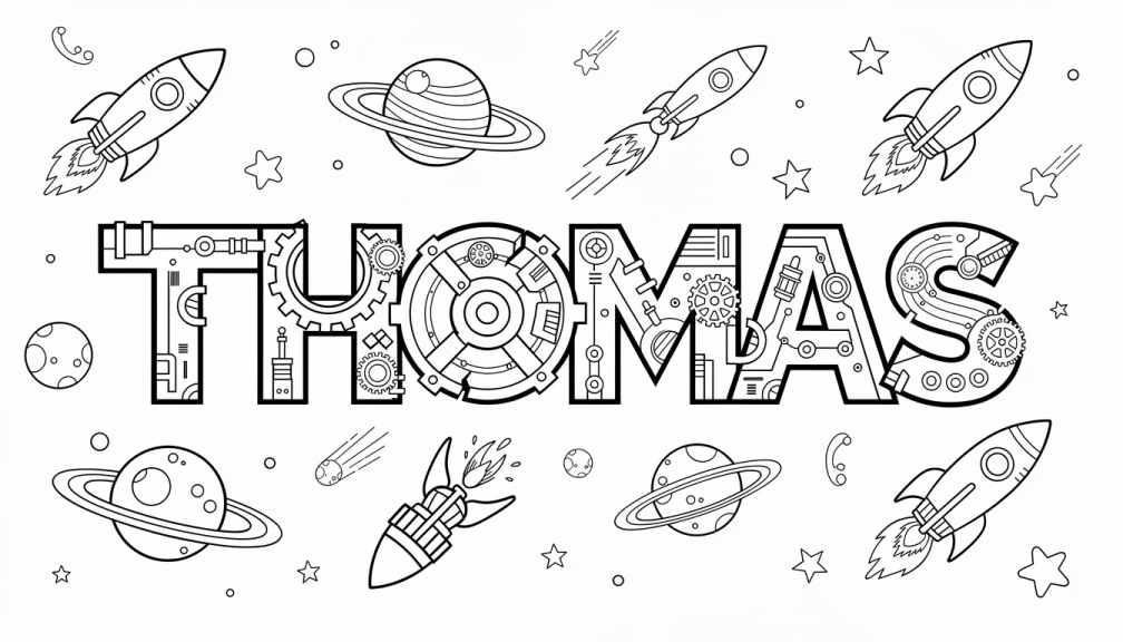 Thomas Coloring Page - Free Printable Name Template