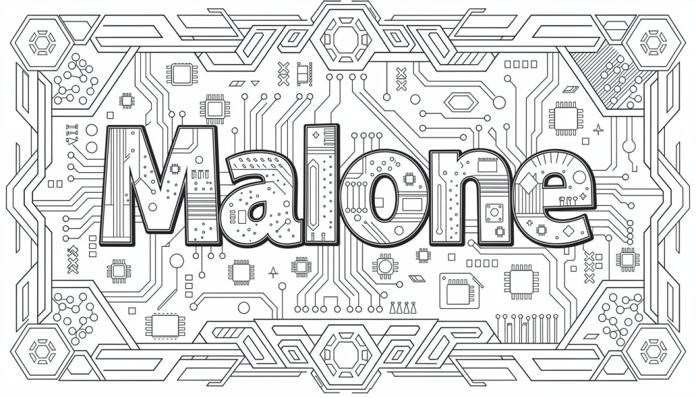 Colorir Malone - Modelo de Nome para Imprimir Grátis