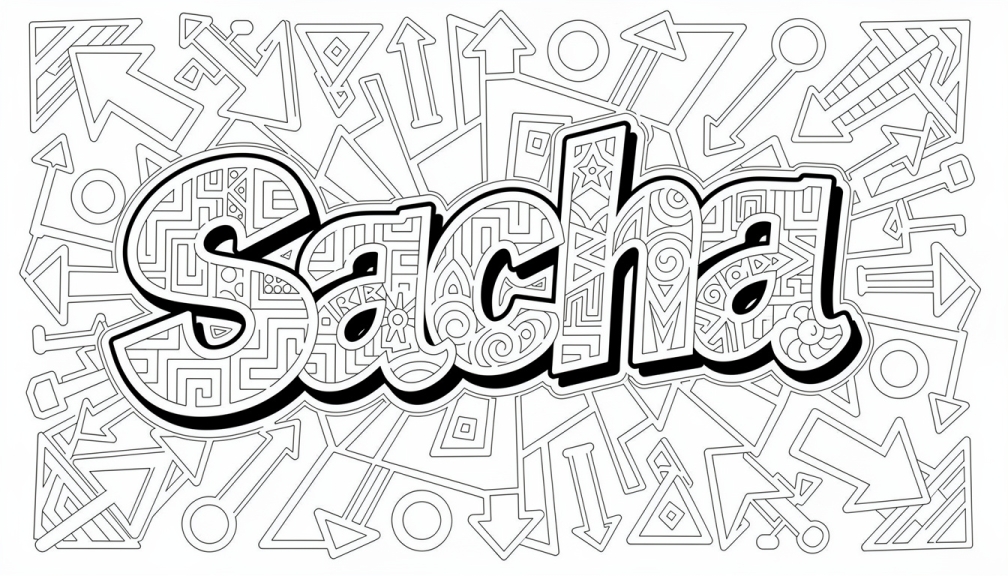 Colorir Sacha - Modelo de Nome para Imprimir Grátis