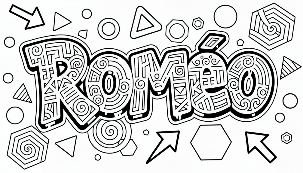 Roméo Coloring Page - Free Printable Name Template