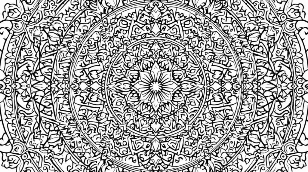 A sophisticated mandala coloring page featuring roosters, Phrygian caps, and fleur-de-lis in an intricate French baroque design