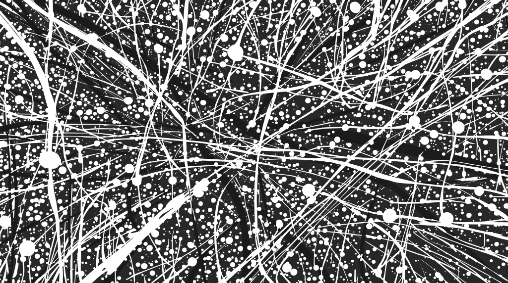 ポロック風の抽象的な塗り絵ページ - ダイナミックな飛び散り模様と流れるような線で芸術的な表現を楽しむ大人の塗り絵