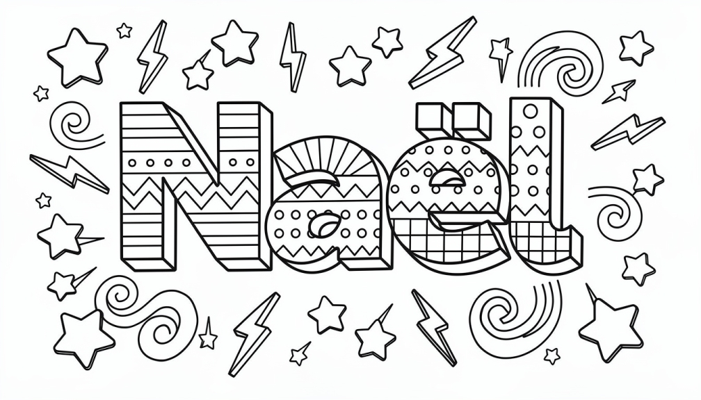 Colorir Naël - Modelo de Nome para Imprimir Grátis