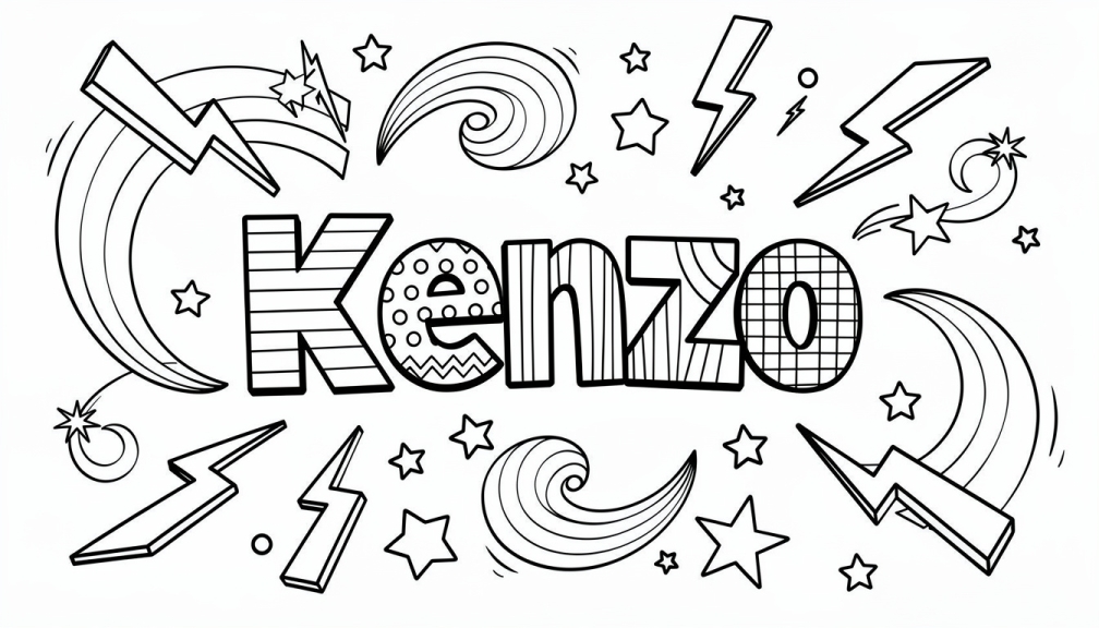 Kenzo Coloring Page - Free Printable Name Template