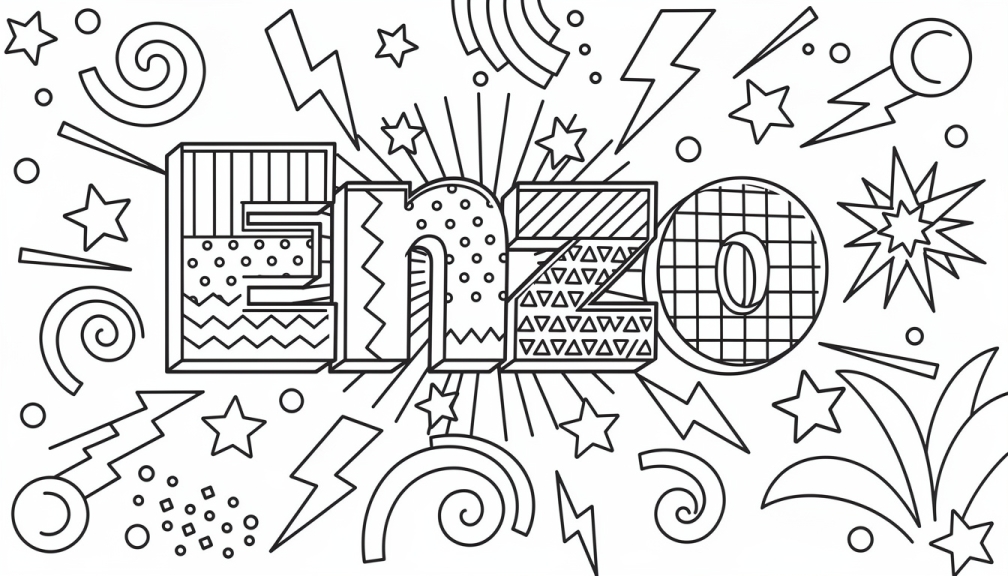 Colorir Enzo - Modelo de Nome para Imprimir Grátis