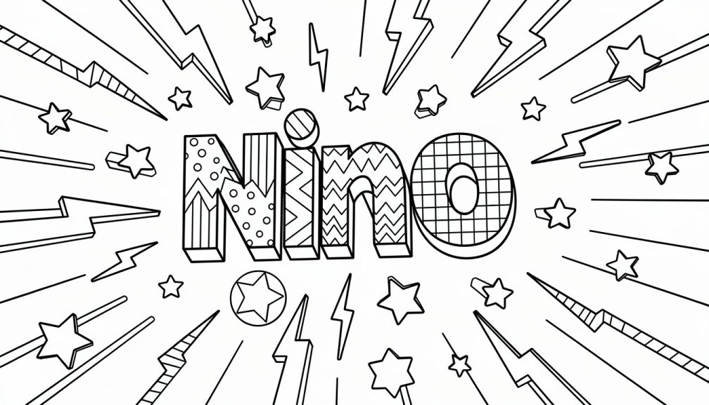 Colorir Nino - Modelo de Nome para Imprimir Grátis