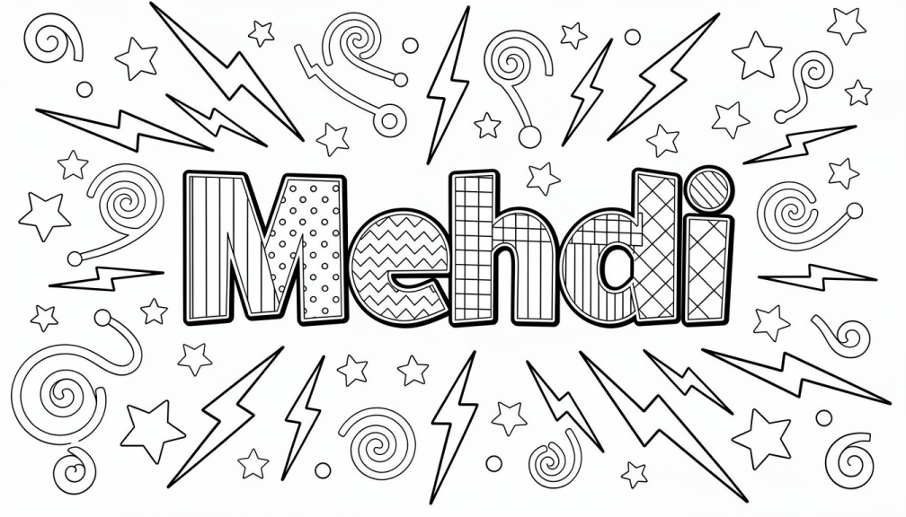 Mehdi Coloring Page - Free Printable Name Template