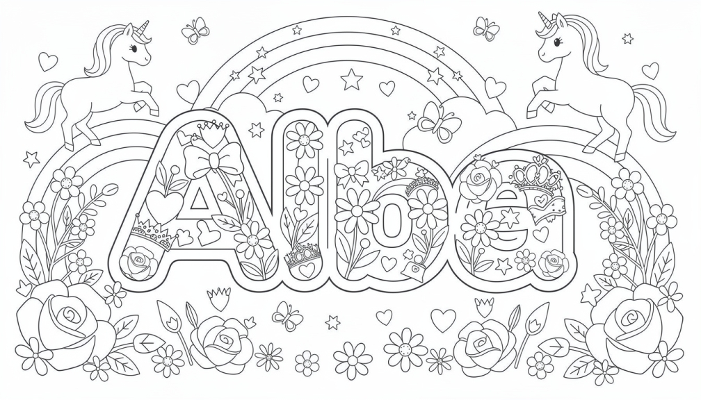 Alba Coloring Page - Free Printable Name Template