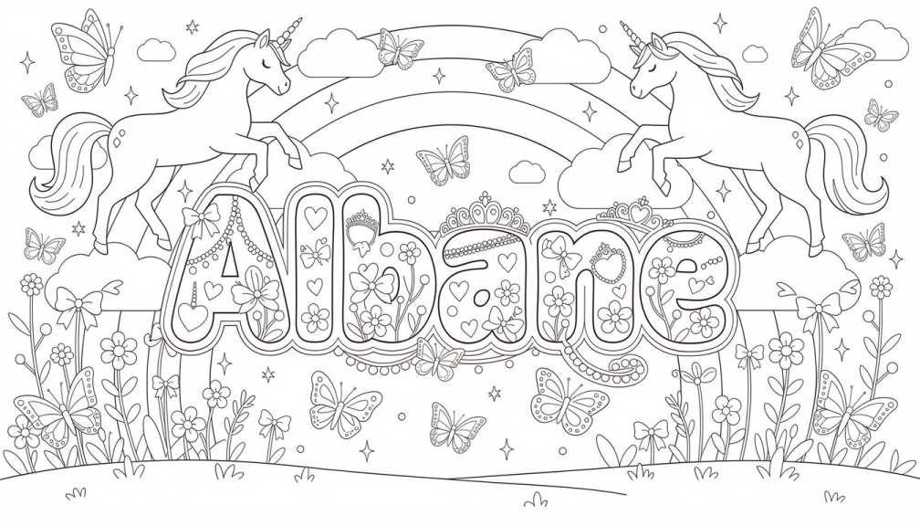 Colorir Albane - Modelo de Nome para Imprimir Grátis
