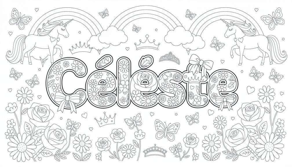 Céleste Coloring Page - Free Printable Name Template