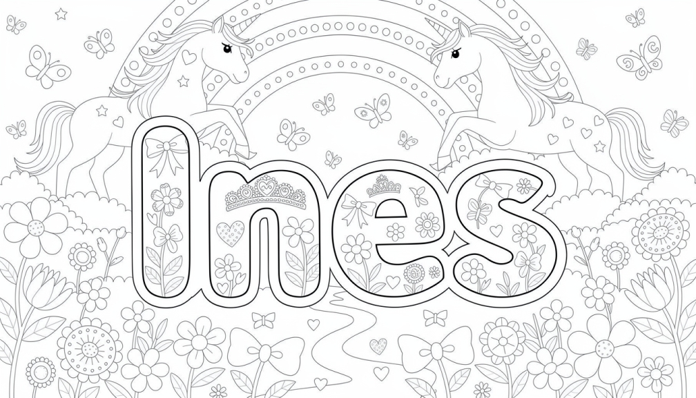 Ines Boyama Sayfası - Ücretsiz İsim Şablonu