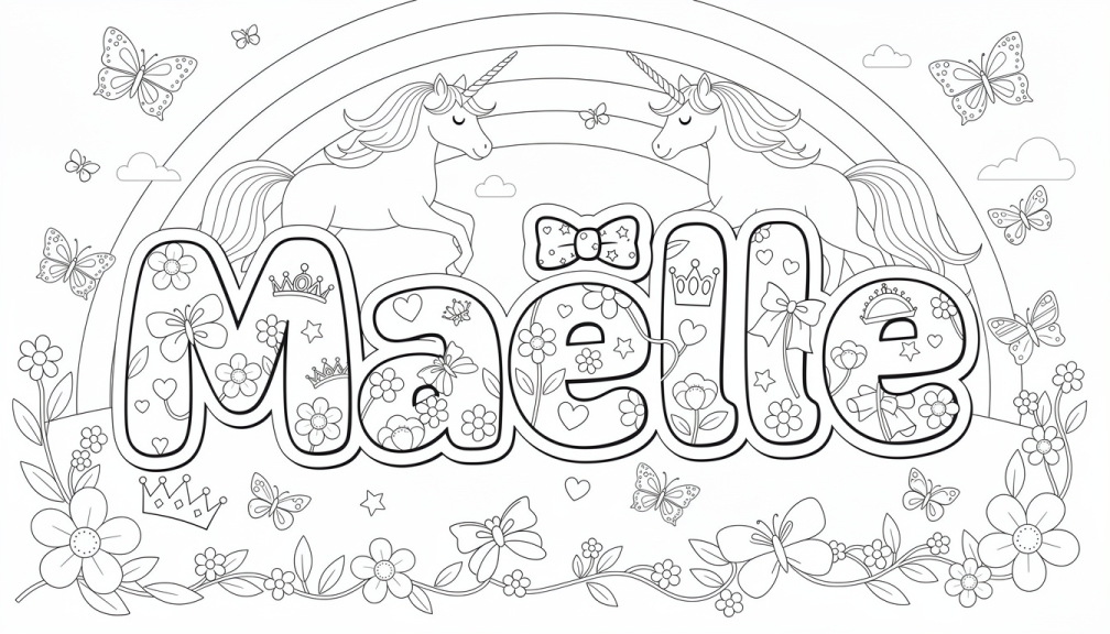 Maëlle Coloring Page - Free Printable Name Template