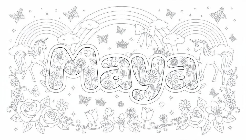 Colorir Maya - Modelo de Nome para Imprimir Grátis