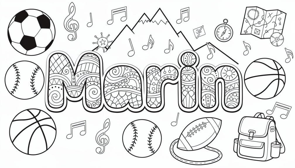 Marin Coloring Page - Free Printable Name Template