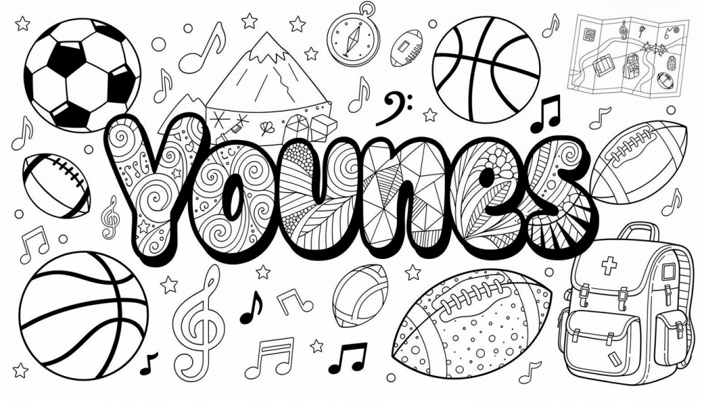 Colorir Younes - Modelo de Nome para Imprimir Grátis