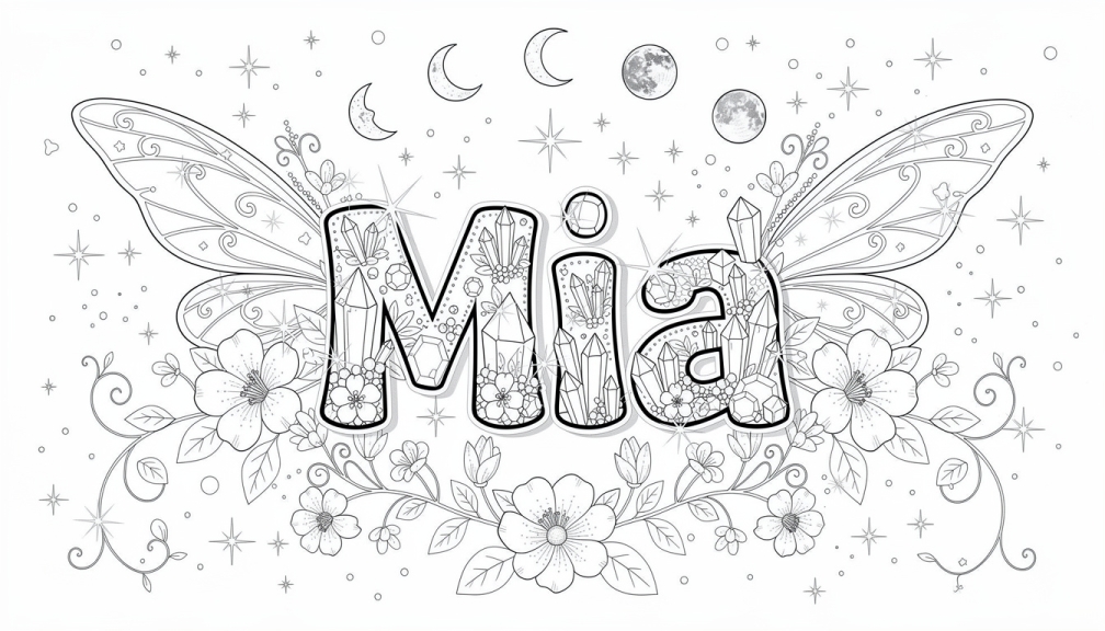 Mia Coloring Page - Free Printable Name Template