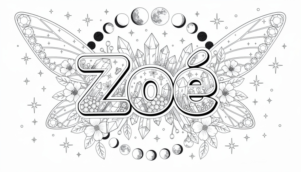 Zoé Coloring Page - Free Printable Name Template