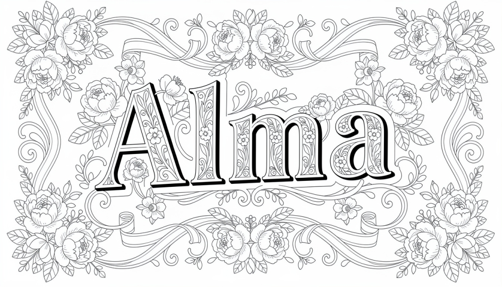 Alma Coloring Page - Free Printable Name Template