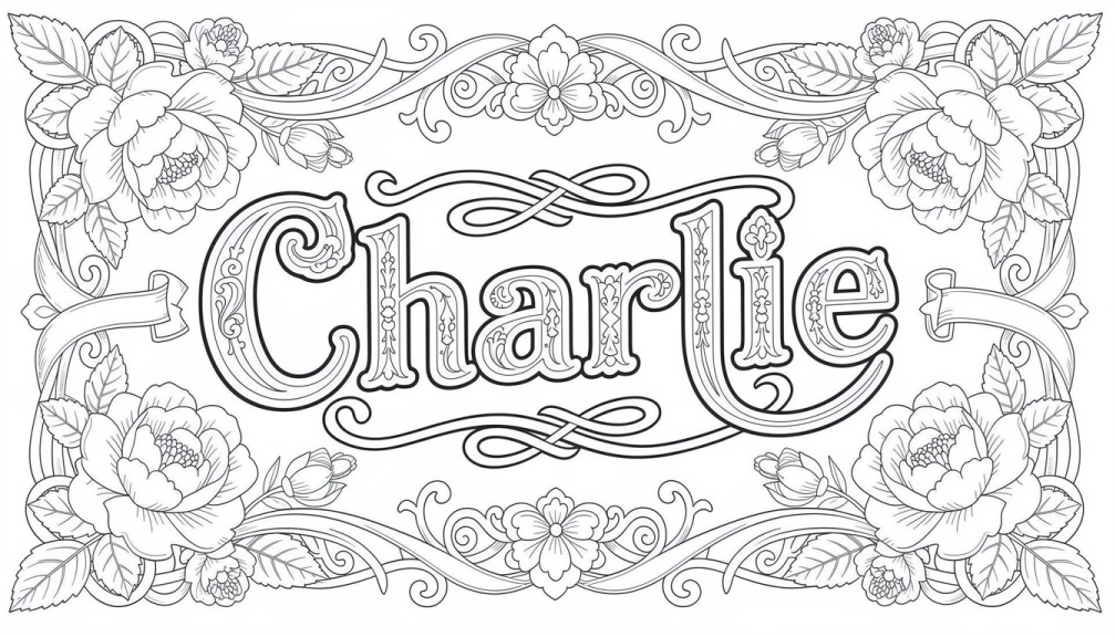 Charlie Name Coloring Page With Flowers Free PDF Colorazen Charlie Name Coloring Page With Flowers Free PDF Colorazen