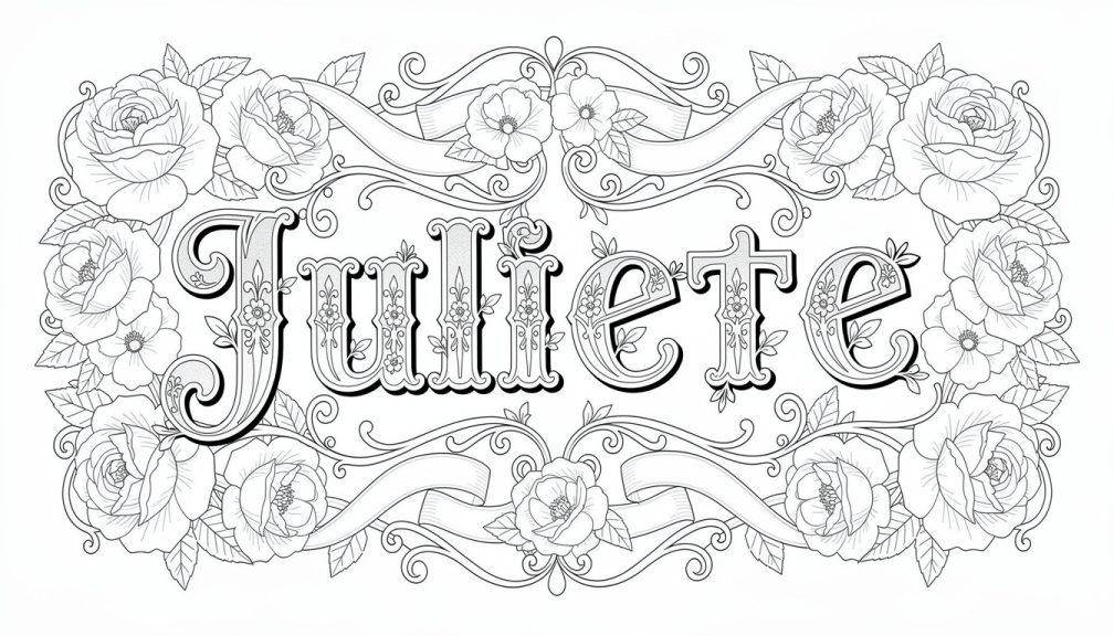 Juliette Coloring Page - Free Printable Name Template