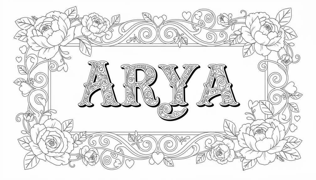 Arya Coloring Page - Free Printable Name Template