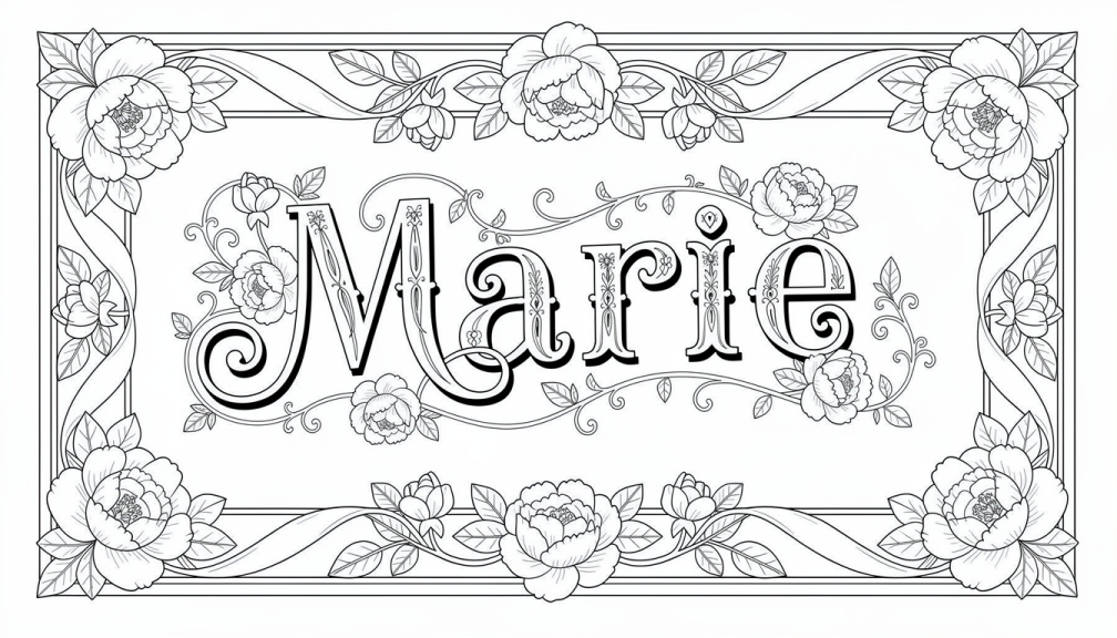 Marie Coloring Page - Free Printable Name Template