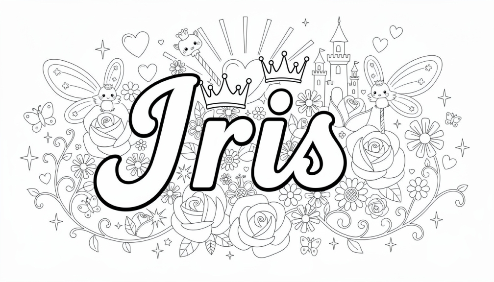 Iris Boyama Sayfası - Ücretsiz İsim Şablonu